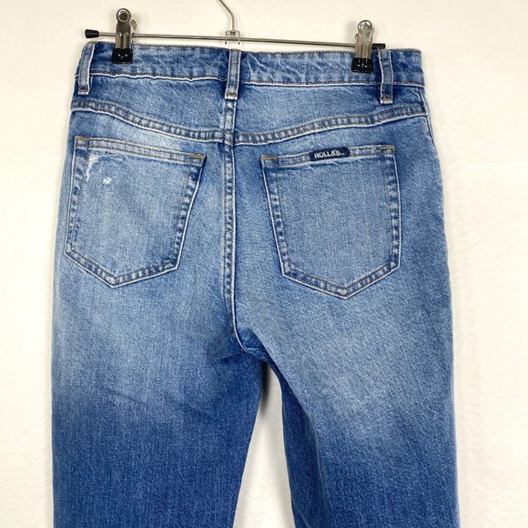 ROLLA'S Miller Mid-High Rise Distressed Slim Straight Leg Jeans Blue 24 - Picture 6 of 9